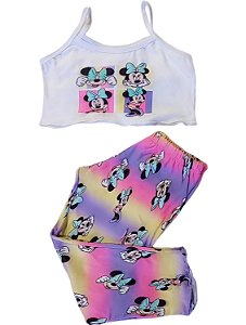 Conjunto Pijama Infantil Minnie Calça Colorida